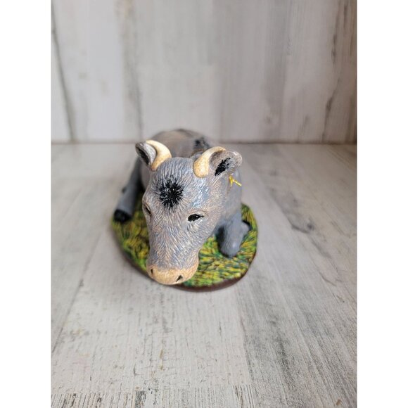 Vintage plaster cow Nativity scene Xmas home decor unique - Picture 3 of 7